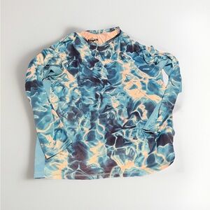 Habit Men’s Solar-Factor Long Sleeve Fishing Shirt Blue Water Print Size M